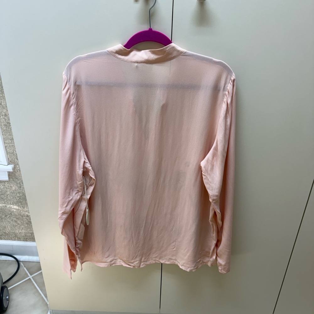 NWT Spartina 449 Blush Pink Floral-Embroidered V-Neck Long Sleeve Top NWT XL - Picture 5 of 8